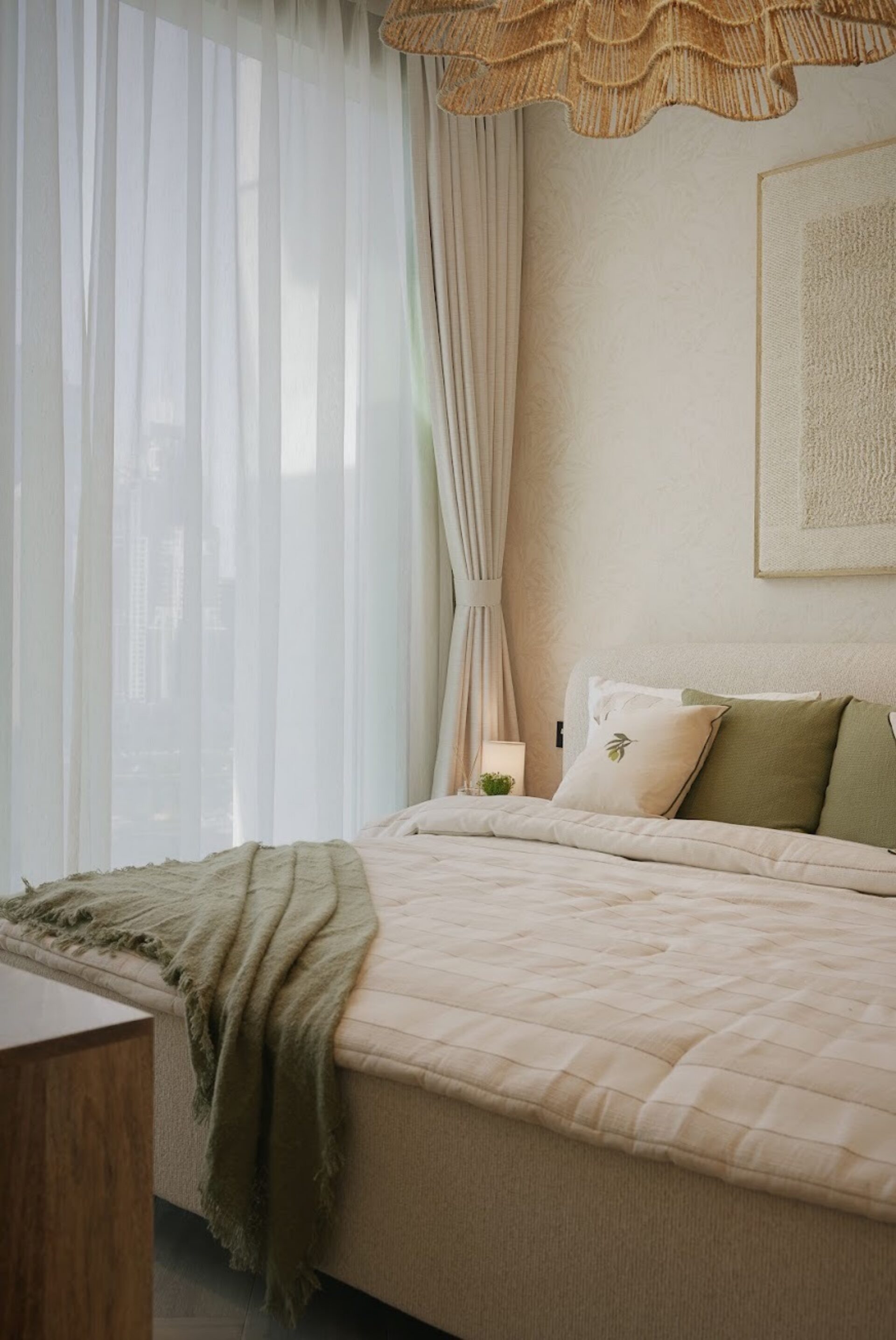 Bedroom in a property prepared by EAP, with fresh linen and sheer curtains